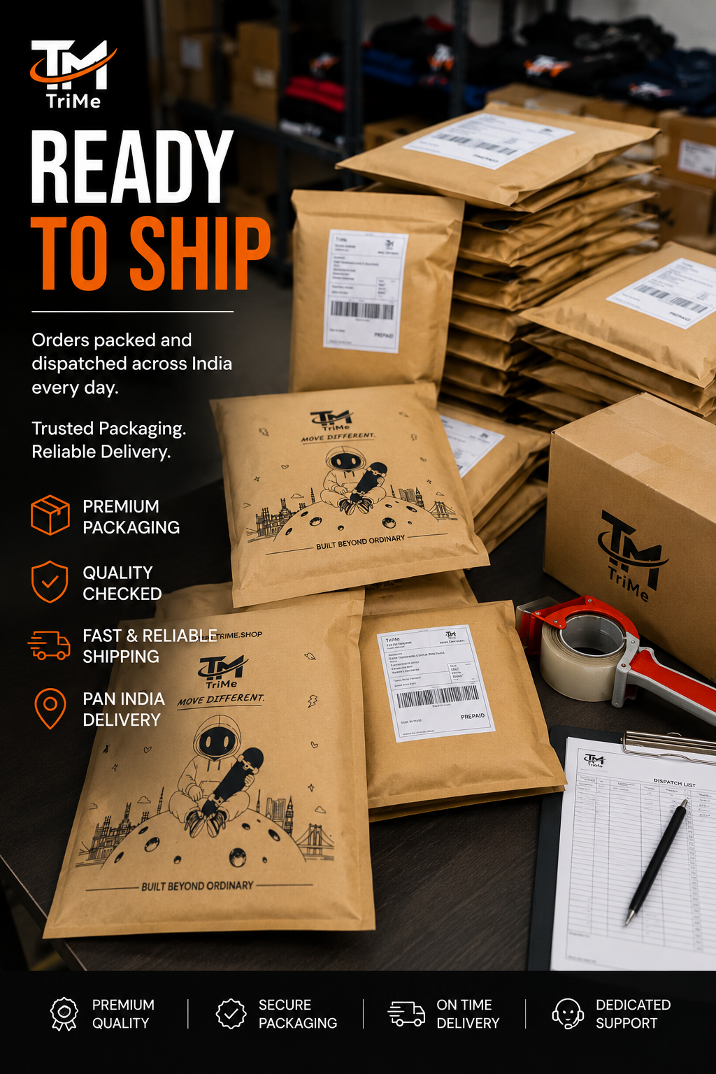 Ready to ship — multiple TRI/ME orders dispatched across India